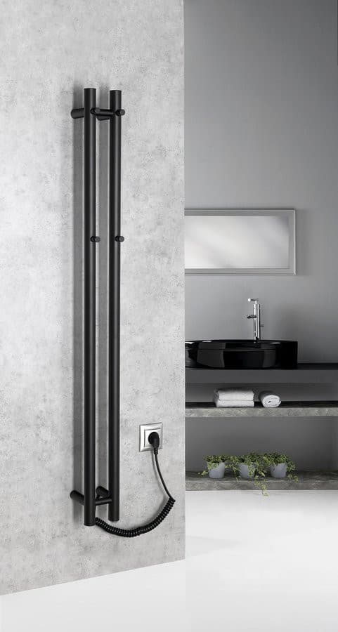 PAPINADO elektryczna suszarka na ręczniki, 109x1200mm, 40W, czarny mat