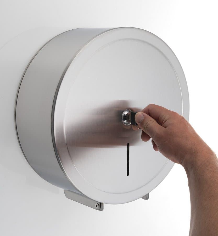 Zasobnik na papier toaletowy o średnicy do 30cm, 325x310x128mm, stal nierdzewna mat