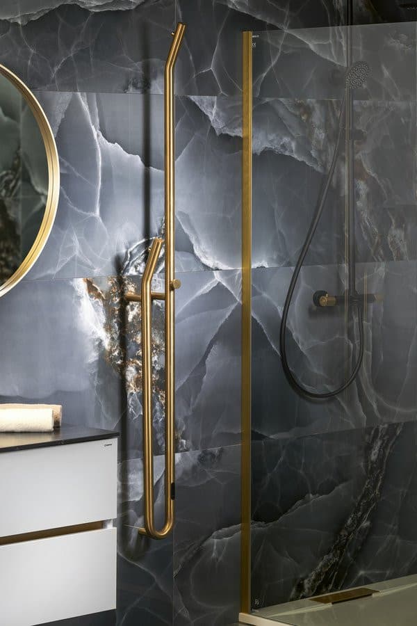 DUOPASSO elektryczna suszarka na ręczniki wył. czasowym, 122x1700mm, 45 W, złoty mat