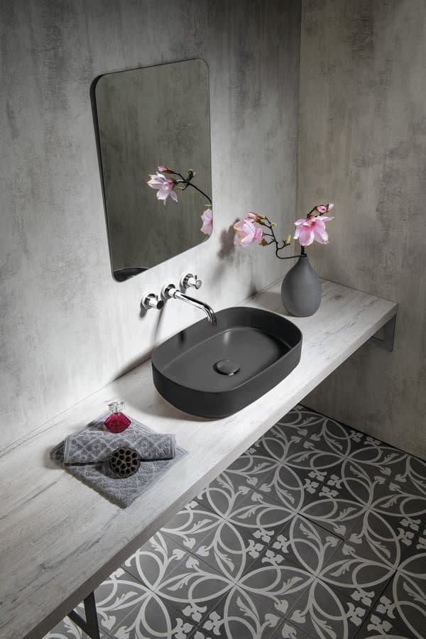 INFINITY OVAL umywalka ceramiczna nablatowa 55x36cm, antracyt