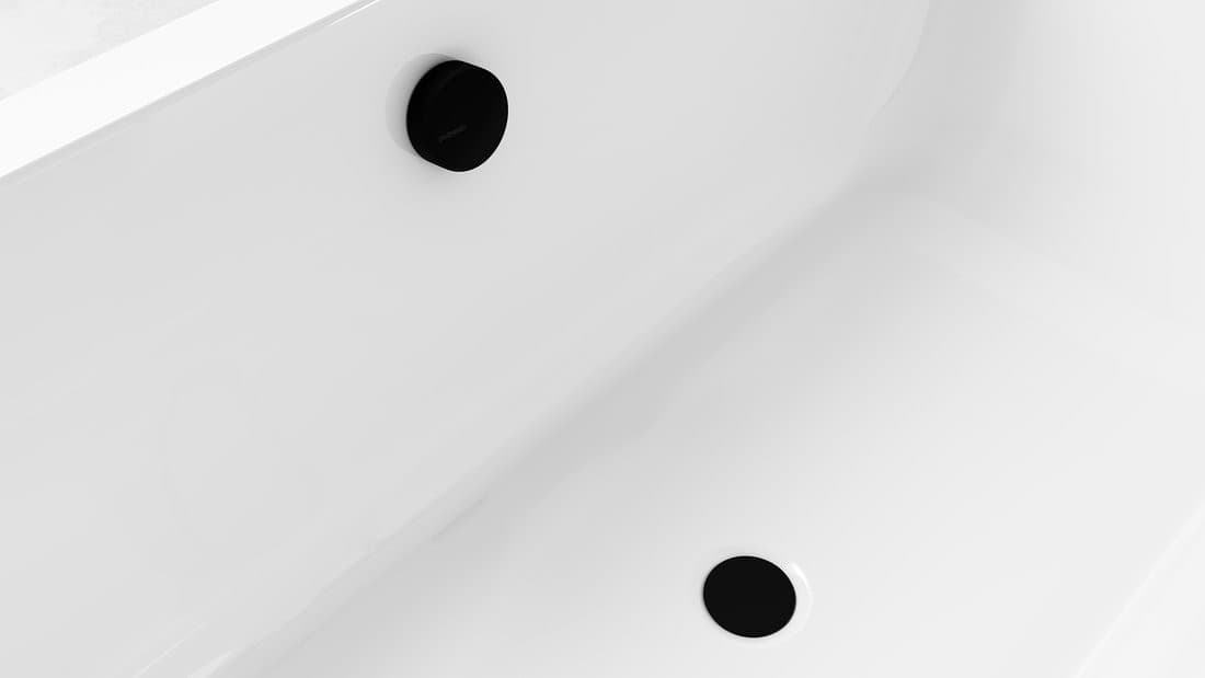 Zestaw odpływowy z korkiem automatycznym, długość 600mm, korek 72mm, czarny mat