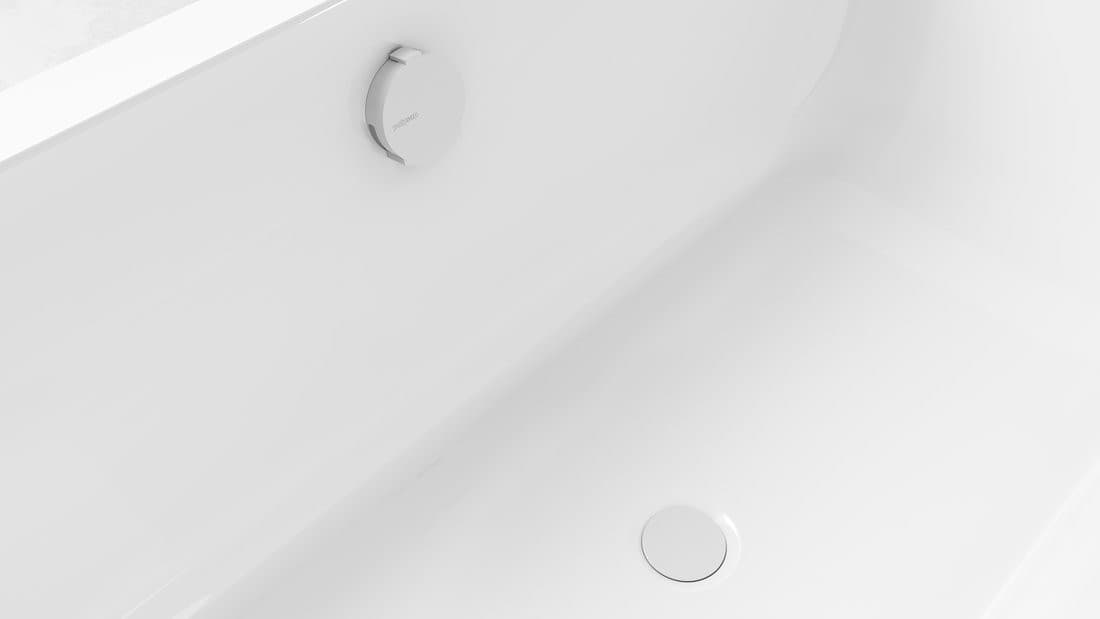 Zestaw odpływowy z napełnianiem, długość 1000mm, korek automatyczny 72mm, biały