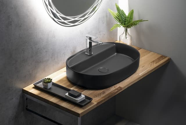 INFINITY OVAL umywalka ceramiczna nablatowa, 60x40cm, antracyt