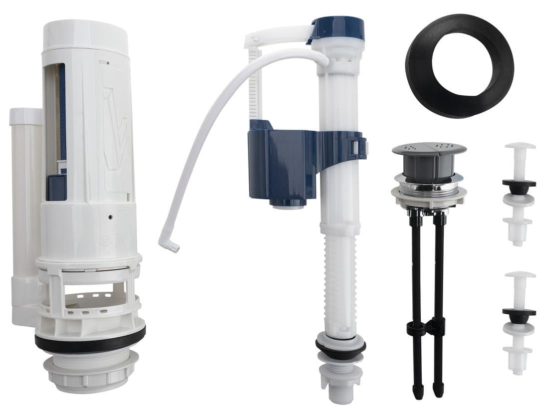 Mechanizm spłukujący z przyciskiem DUAL 49mm, napełnianie od dołu, chrom