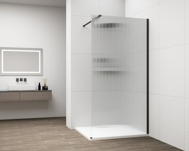 ESCA BLACK MATT jednoczęściowa kabina przysznicowa Walk-In, montaż przy ścianie, szkło Flute, 1000 mm
