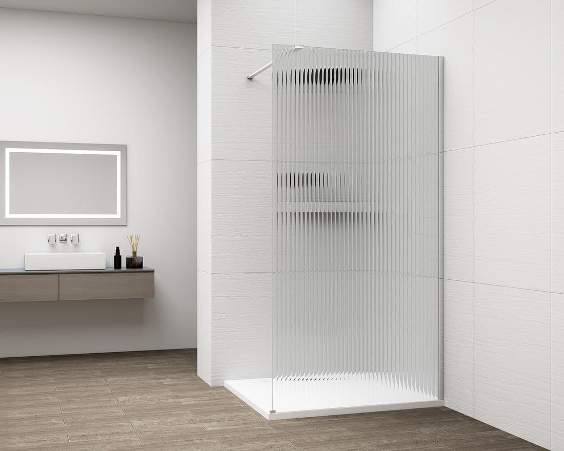 ESCA CHROME jednoczęściowa kabina przysznicowa Walk-In, montaż przy ścianie, szkło Flute, 800 mm