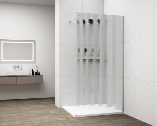 ESCA CHROME jednoczęściowa kabina przysznicowa Walk-In, montaż przy ścianie, szkło Flute, 900 mm