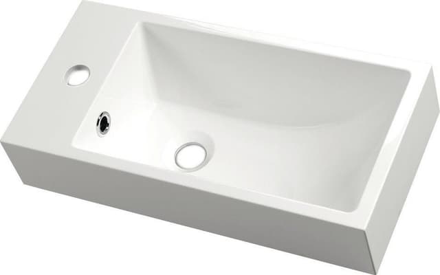 ARIANA umywalka kompozytowa 50x25cm, biała, bateria po lewej stronie