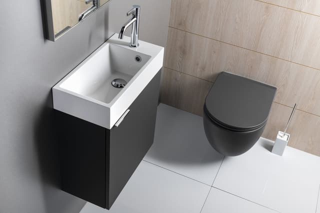 ARIANA umywalka kompozytowa 50x25cm, biała, bateria po prawej stronie