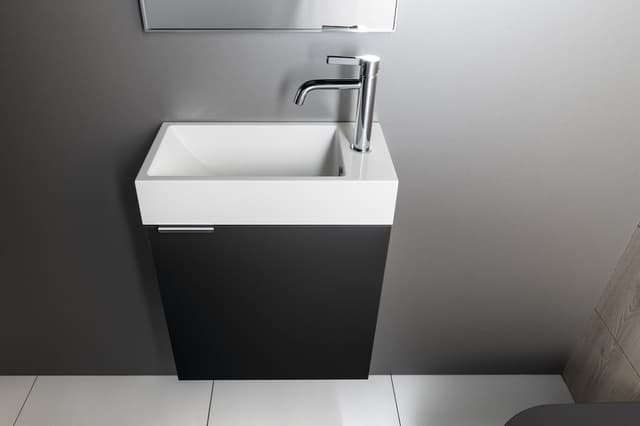 ARIANA umywalka kompozytowa 50x25cm, biała, bateria po prawej stronie