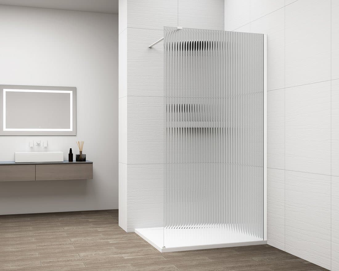 ESCA WHITE MATT jednoczęściowa kabina przysznicowa Walk-In, montaż przy ścianie, szkło Flute, 700 mm