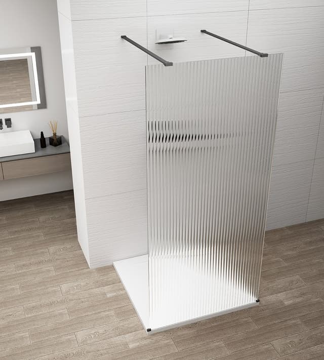 ESCA BLACK MATT jednoczęściowa kabina przysznicowa Walk-In, szkło Flute, 1100 mm