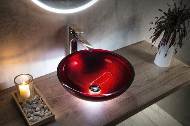 MURANO ROSSO IMPERO umywalka szklana nablatowa, średnica 40cm, czerwona