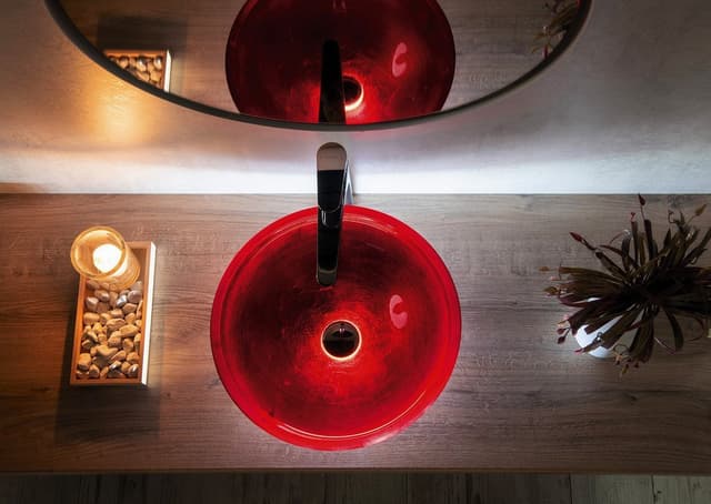 MURANO ROSSO IMPERO umywalka szklana nablatowa, średnica 40cm, czerwona