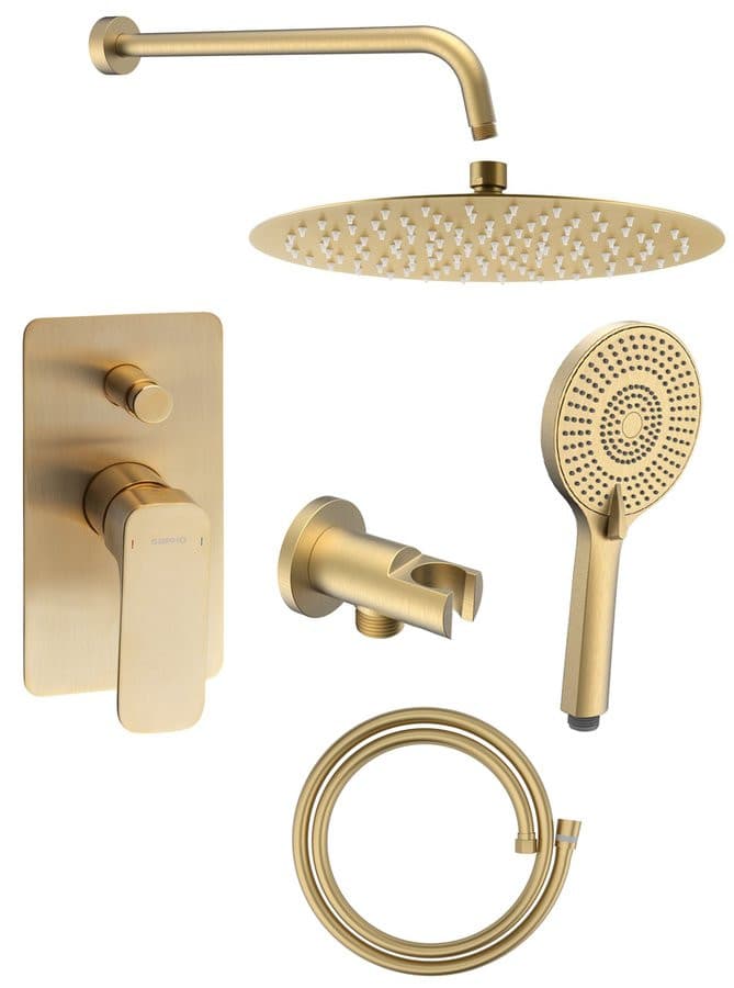 SPY zestaw prysznicowy podtynkowy z baterią dźwigniową, przełącznik obrotowy, 2 wyjścia, złoto mat