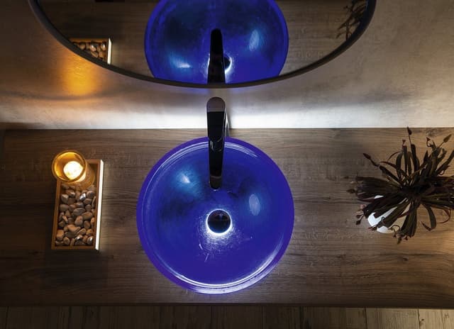 MURANO BLU umywalka szklana nablatowa, średnica 40cm, niebieska