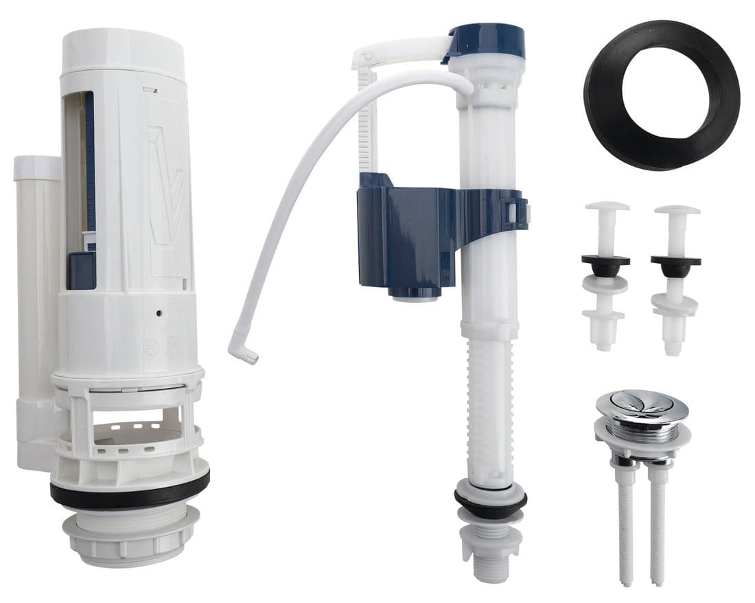 Mechanizm spłukujący z DUAL przyciskiem 49mm, napełnianie od dołu, chrom