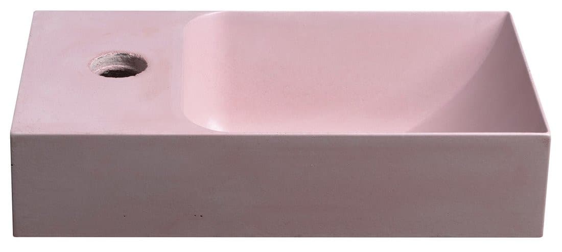 PICCOLINO umywalka betonowa, 30,8x17cm, bateria z lewej strony, różowy