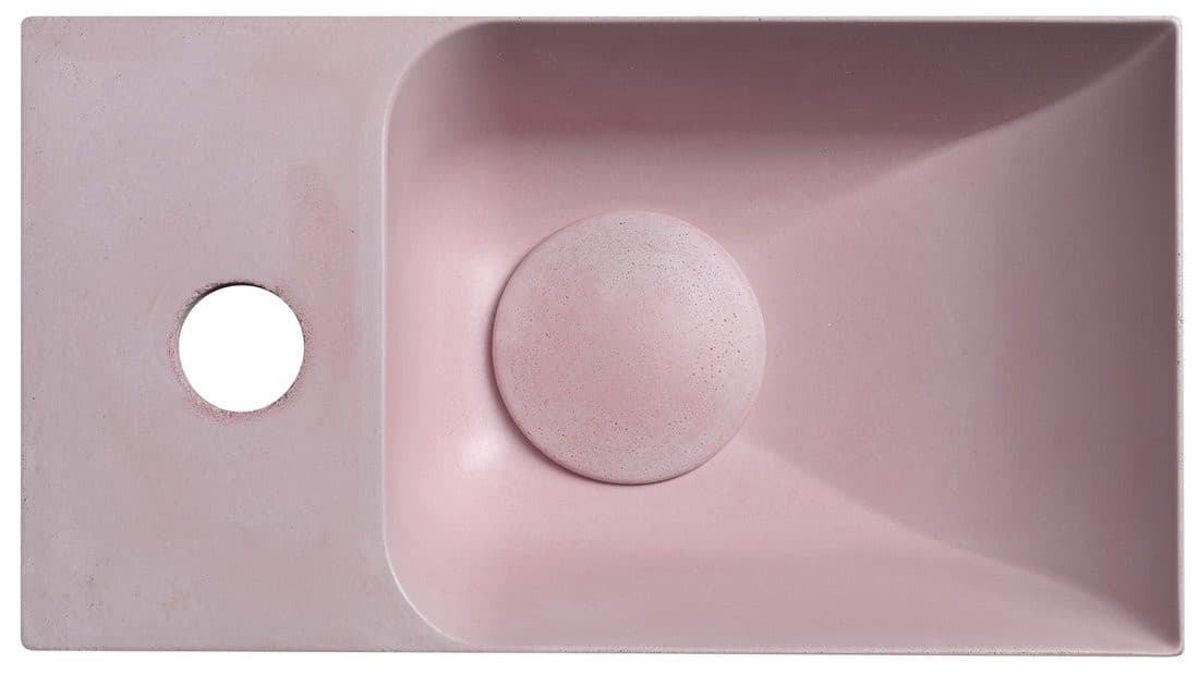 PICCOLINO umywalka betonowa, 30,8x17cm, bateria z lewej strony, różowy
