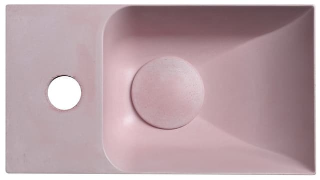 PICCOLINO umywalka betonowa, 30,8x17cm, bateria z lewej strony, różowy