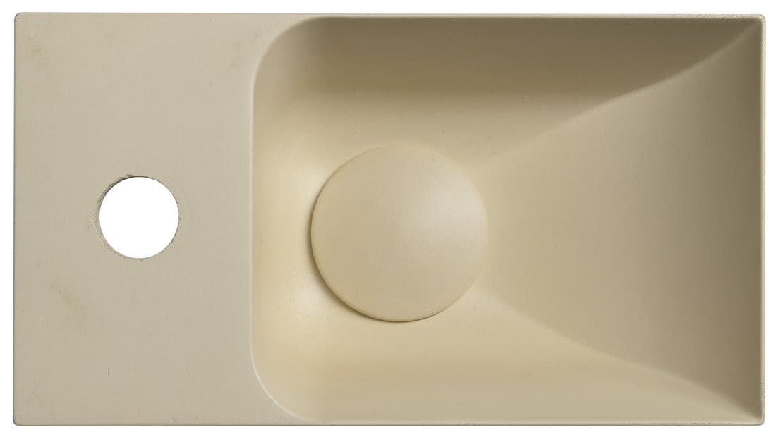 PICCOLINO umywalka betonowa, 30,8x17cm, bateria z lewej strony, żółty