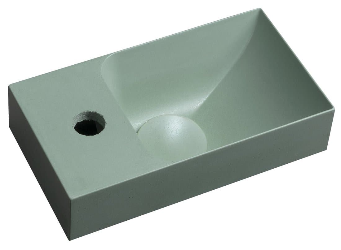 PICCOLINO umywalka betonowa, 30,8x17cm, bateria z lewej strony, zielony