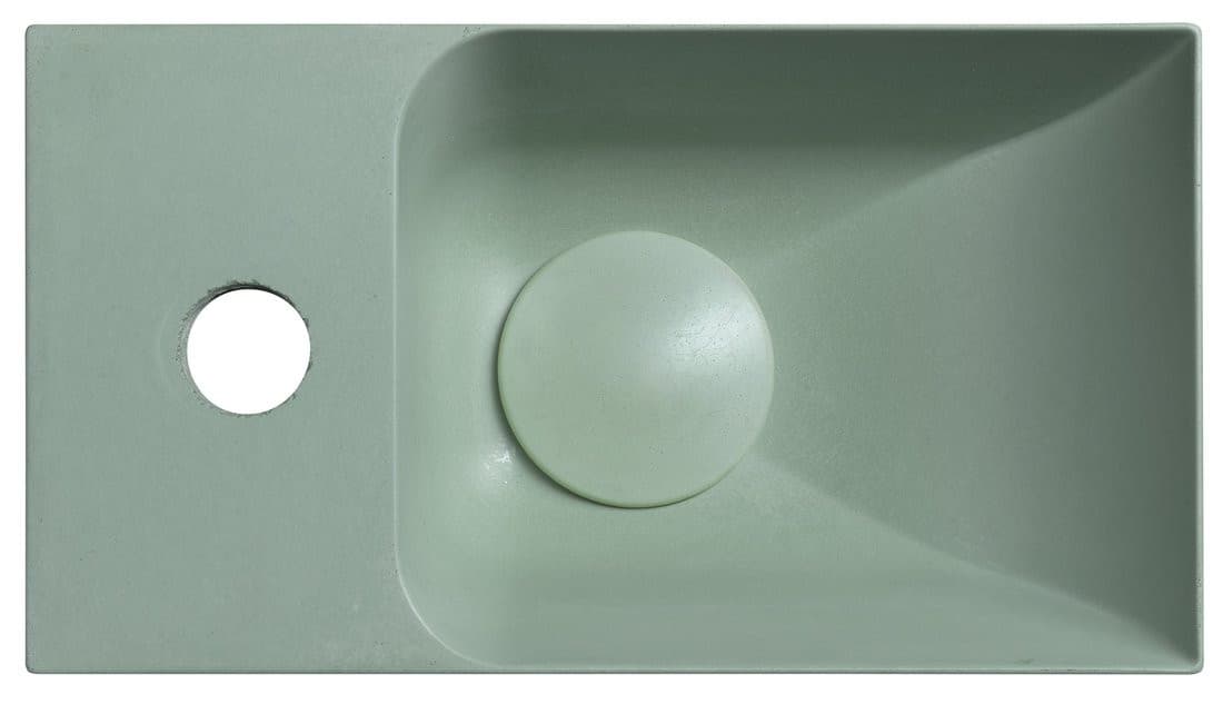 PICCOLINO umywalka betonowa, 30,8x17cm, bateria z lewej strony, zielony
