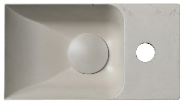PICCOLINO umywalka betonowa, 30,8x17cm, bateria z prawej strony, piaskowy