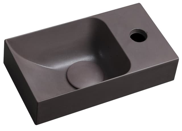 PICCOLINO umywalka betonowa, 30,8x17cm, bateria z prawej strony, ciemny brąz