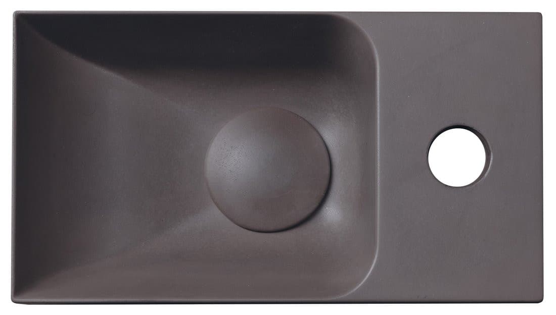 PICCOLINO umywalka betonowa, 30,8x17cm, bateria z prawej strony, ciemny brąz