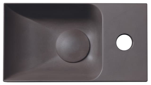 PICCOLINO umywalka betonowa, 30,8x17cm, bateria z prawej strony, ciemny brąz