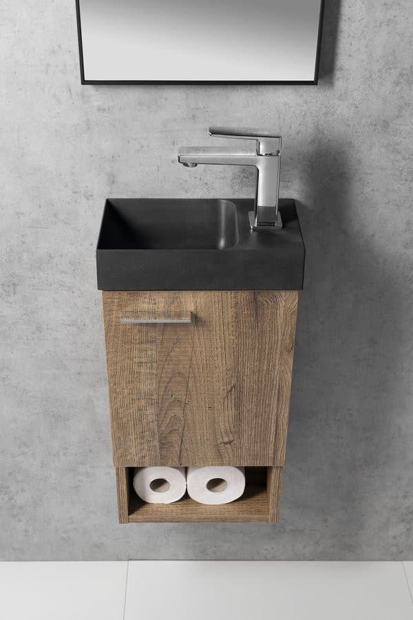 PICCOLINO umywalka betonowa, 30,8x17cm, bateria z prawej strony, antracyt