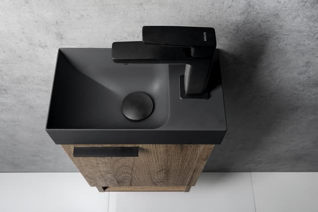 PICCOLINO umywalka betonowa, 30,8x17cm, bateria z prawej strony, antracyt