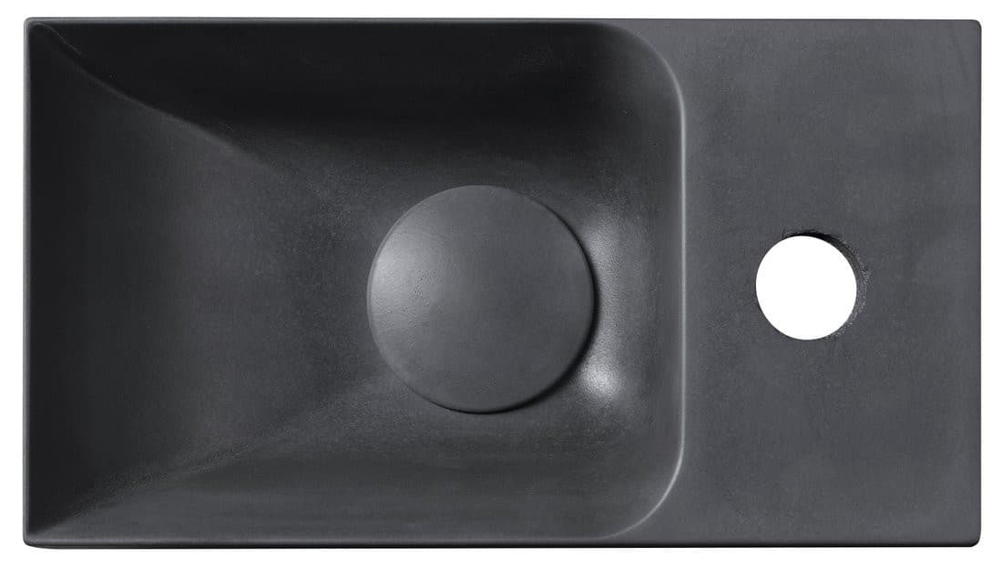 PICCOLINO umywalka betonowa, 30,8x17cm, bateria z prawej strony, antracyt