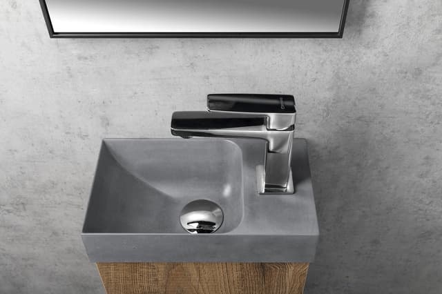 PICCOLINO umywalka betonowa, 30,8x17cm, bateria z prawej strony, szary