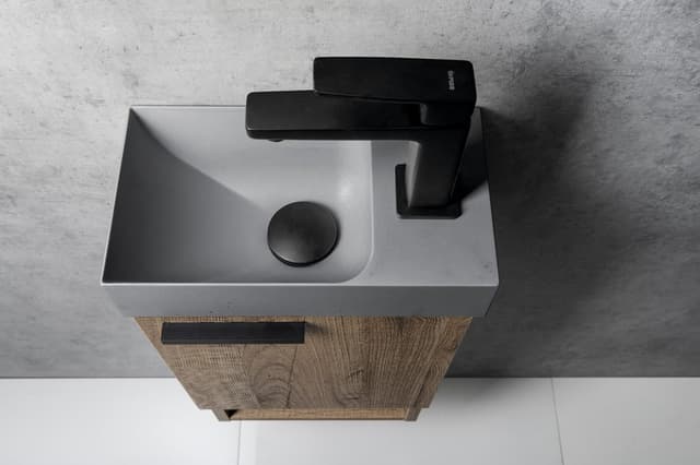 PICCOLINO umywalka betonowa, 30,8x17cm, bateria z prawej strony, szary