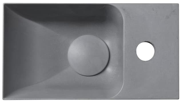 PICCOLINO umywalka betonowa, 30,8x17cm, bateria z prawej strony, szary