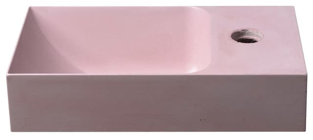 PICCOLINO umywalka betonowa, 30,8x17cm, bateria z prawej strony, różowy