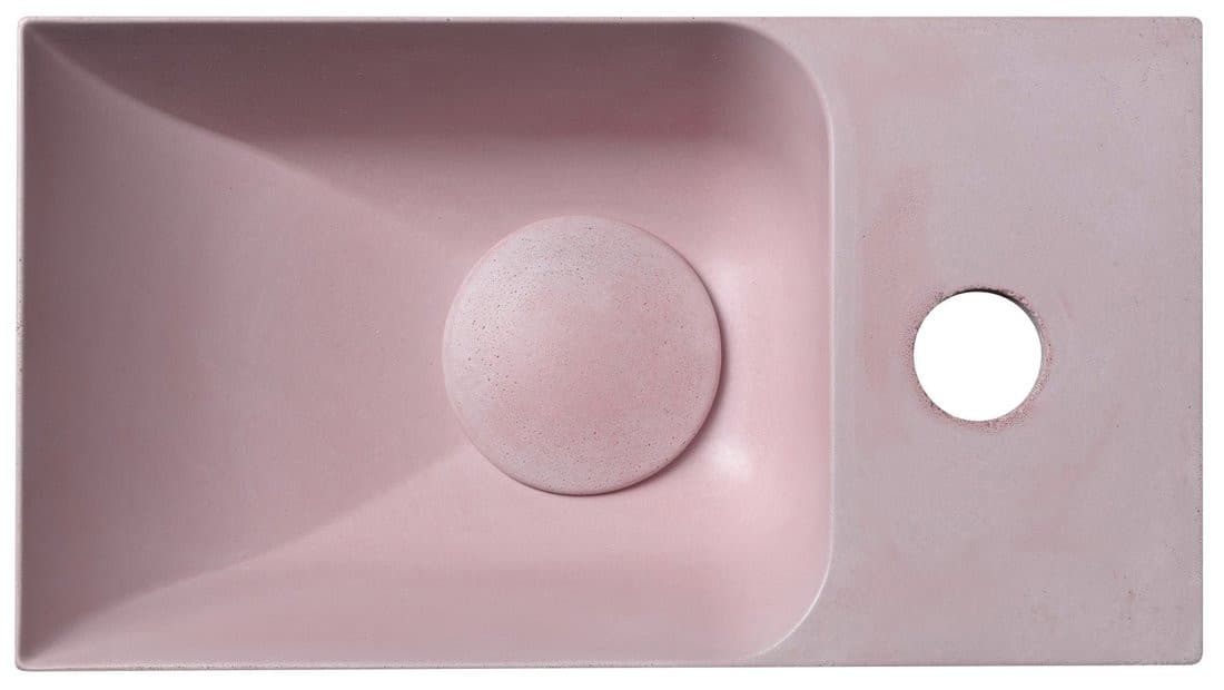 PICCOLINO umywalka betonowa, 30,8x17cm, bateria z prawej strony, różowy
