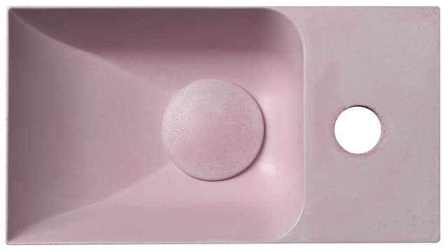 PICCOLINO umywalka betonowa, 30,8x17cm, bateria z prawej strony, różowy