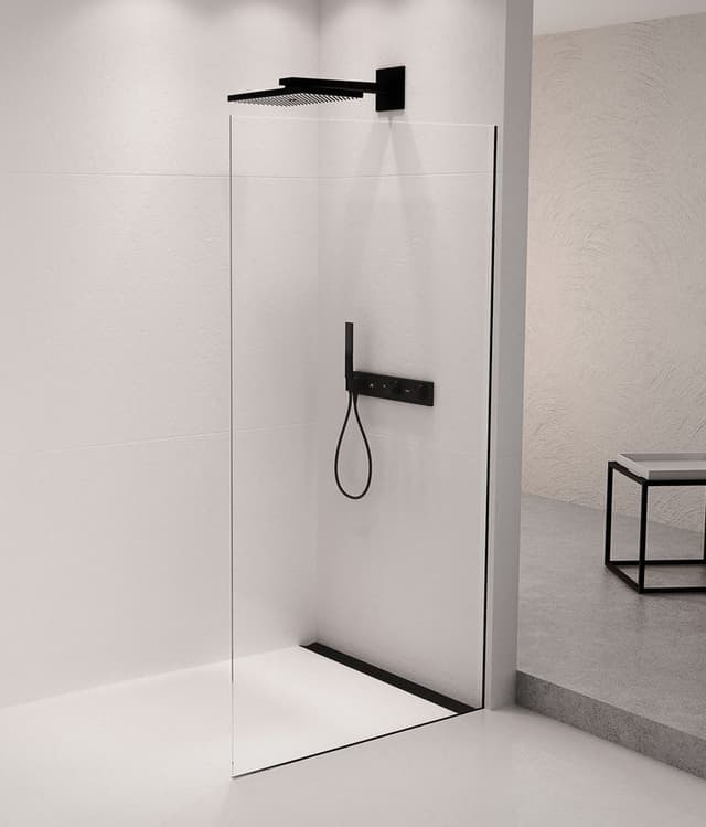 ARCHITEX zestaw do mocowania szkła, ściana-podłoga, 1610x2105mm, czarny mat