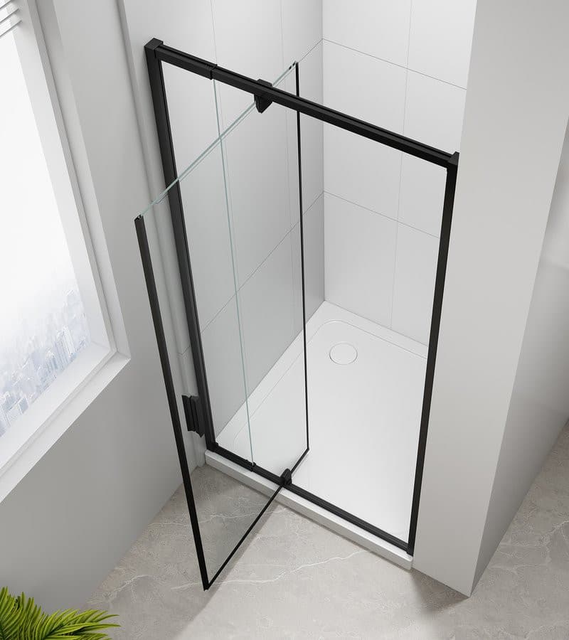 EASY BLACK drzwi prysznicowe obrotowe 760-900mm, szkło czyste