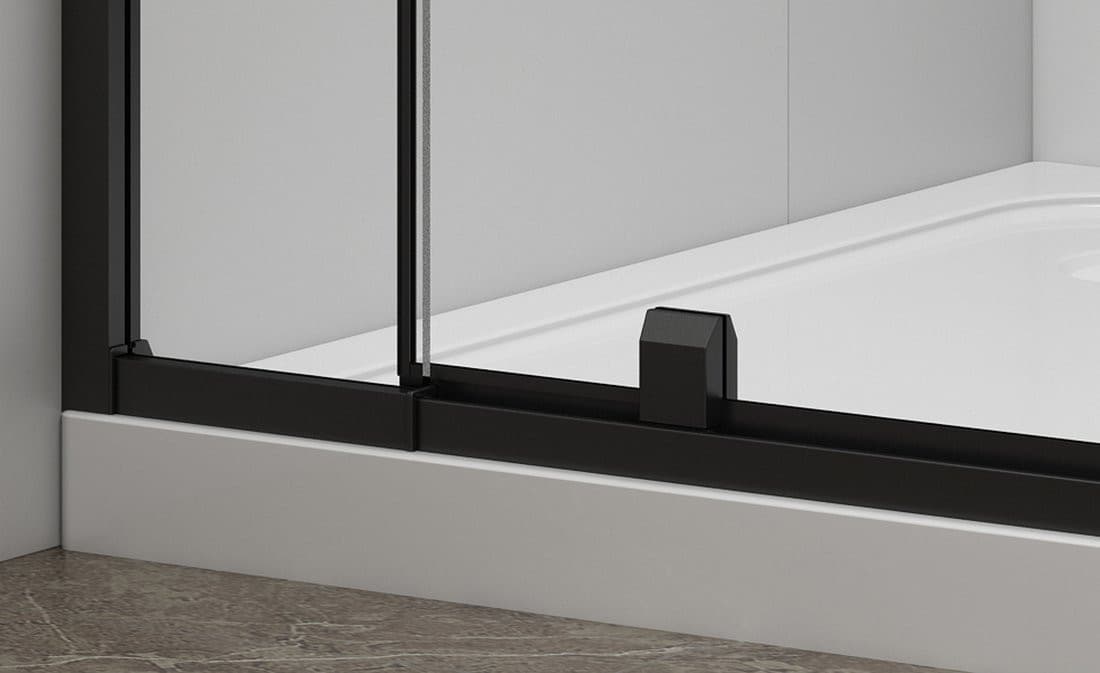 EASY BLACK drzwi prysznicowe obrotowe 760-900mm, szkło czyste