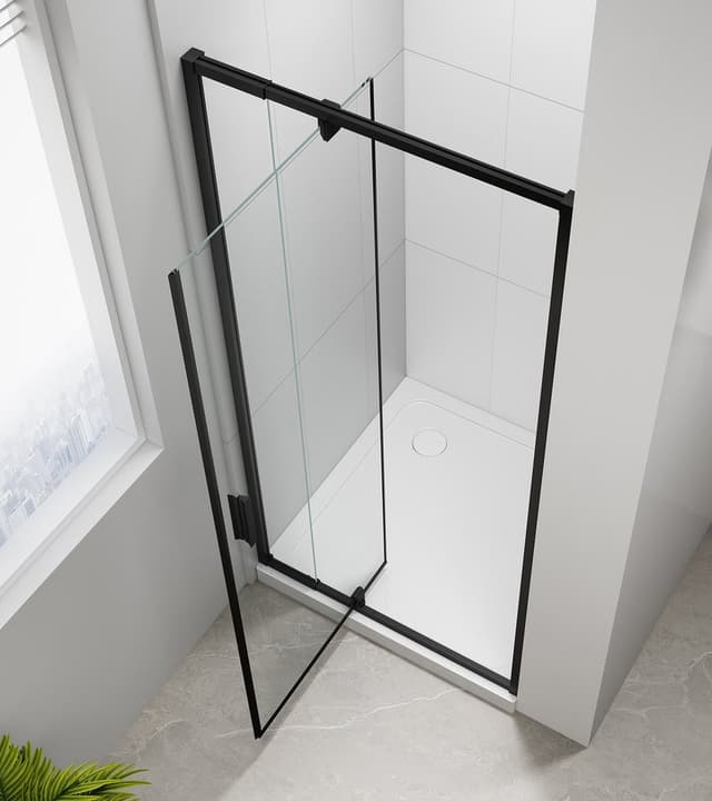 EASY BLACK drzwi prysznicowe obrotowe 880-1020mm, szkło czyste