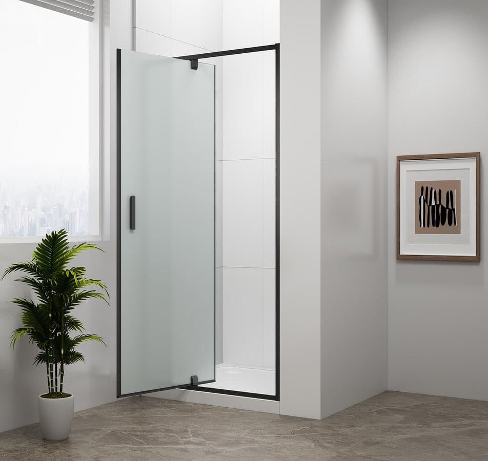 EASY BLACK drzwi prysznicowe obrotowe 880-1020mm, szkło brick