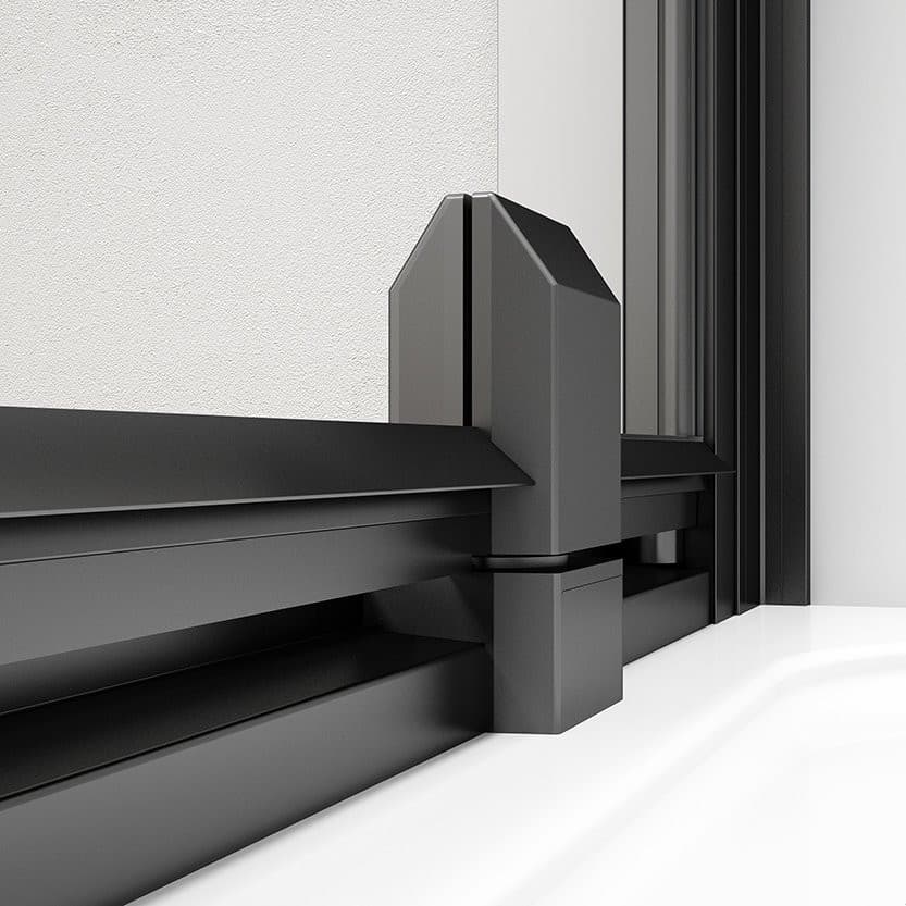 EASY BLACK drzwi prysznicowe obrotowe 880-1020mm, szkło brick