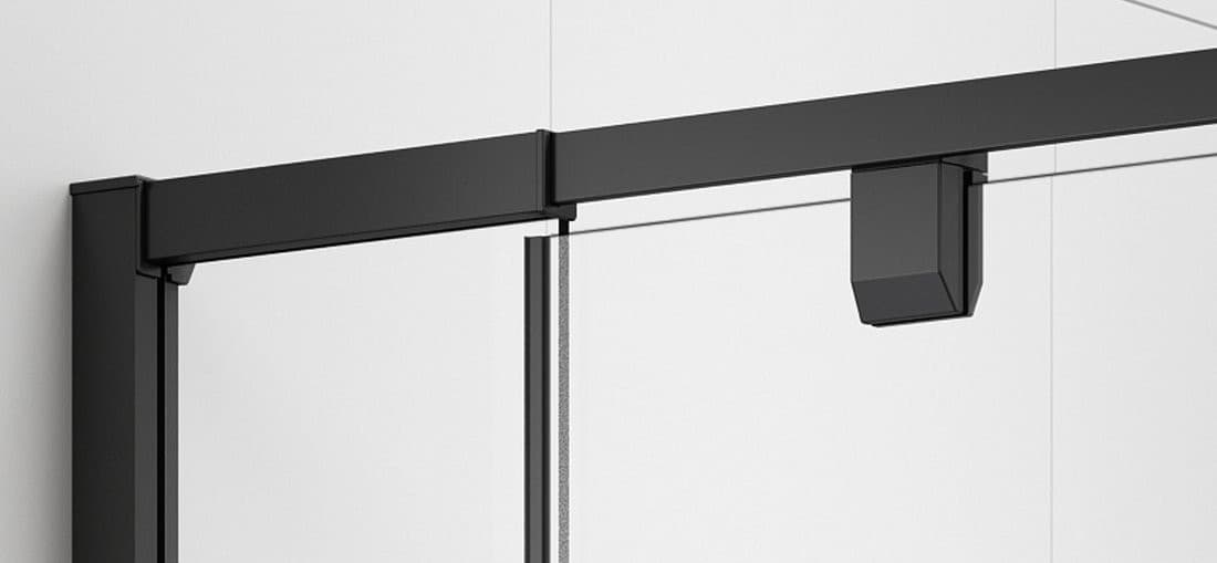 EASY BLACK drzwi prysznicowe obrotowe 880-1020mm, szkło brick