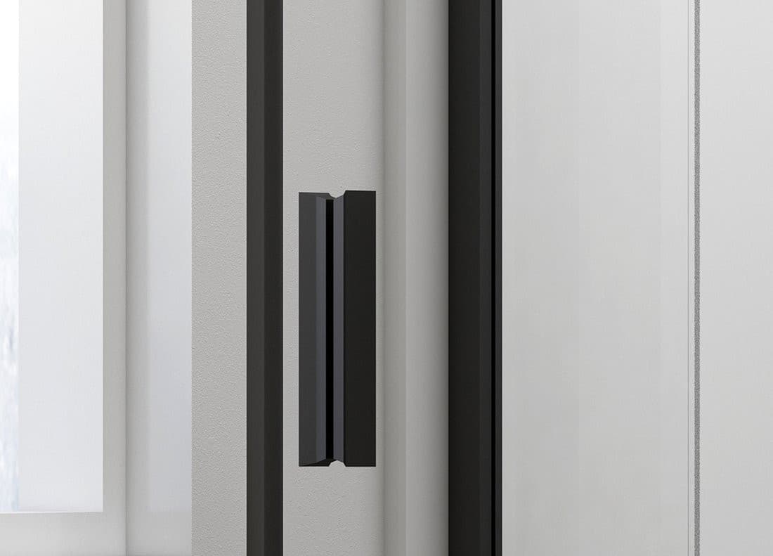 EASY BLACK drzwi prysznicowe obrotowe 880-1020mm, szkło brick