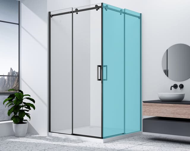 DRAGON BLACK przesuwne drzwi prysznicowe, wejście z rogu, 1000mm, szkło czyste