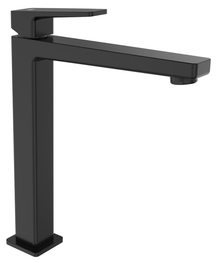 TURSI bateria umywalkowa wysoka z przedłużoną wylewką, czarny mat